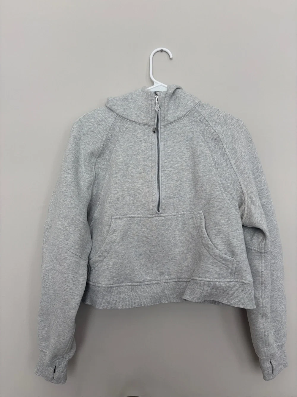 Lululemon Gray Half-Zip Hooded cropped Sweatshirt for Women